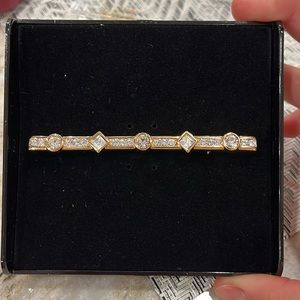 Swarovski 1980s Crystal-Embellished Bar Brooch